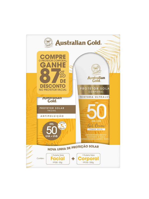 Kit Australian Gold Protetor Solar Corporal FPS50 200g + Facial FPS50 1